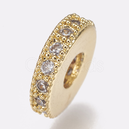 Brass Micro Pave Cubic Zirconia Bead Spacers ZIRC-K074-11A-01G-1