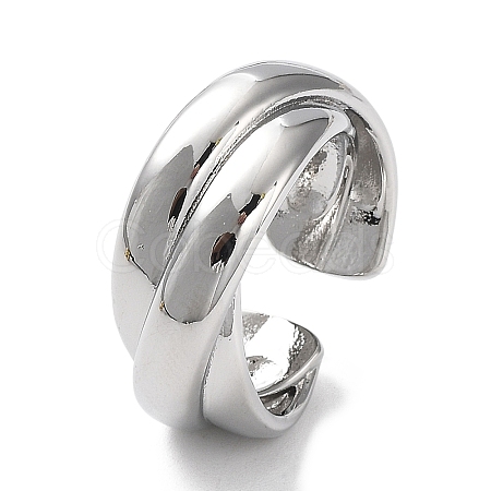 Rack Plating Brass Criss Cross Open Cuff Rings for Women RJEW-Q777-04P-1
