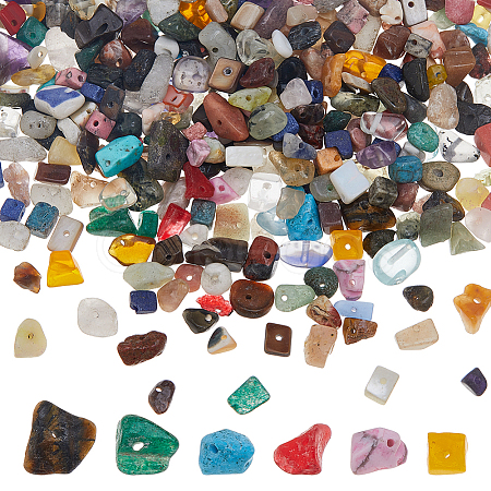 2 Strands Natural & Synthetic Mixed Gemstone Chip Beads Strands G-DC0001-56-1