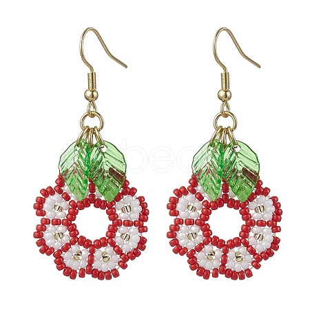 Handmade Seed Beads Dangle Earrings EJEW-MZ00143-02-1