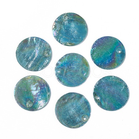 AB Color Plated Capiz Shell Pendants X-SSHEL-T008-01A-1