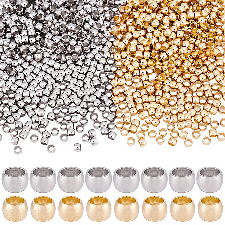 800Pcs 2 Colors 304 Stainless Steel Spacer Beads STAS-BBC0009-75B-1