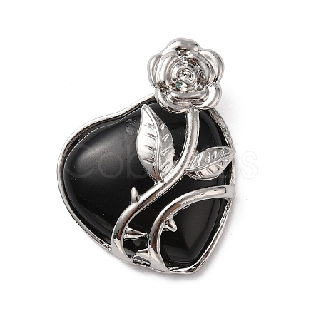 Natural Obsidian Pendants G-B042-01P-01-1