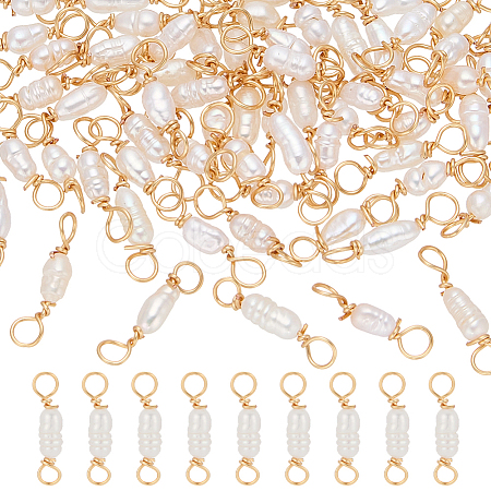 60Pcs Natural Cultured Freshwater Pearl Connector Charms PALLOY-ME00014-1