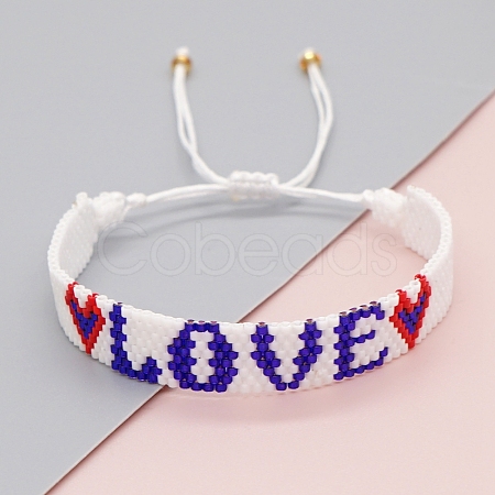 Friendship Word LOVE Loom Pattern MIYUKI Seed Beads Bracelets for Women BJEW-C011-28-1