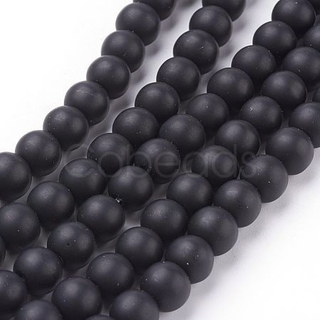 Synthetic Black Stone Beads Strands X-G508-1-1