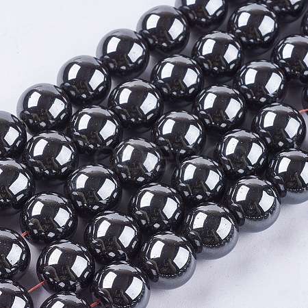 Non-Magnetic Synthetic Hematite Beads Strands G-H1624-12mm-1-1