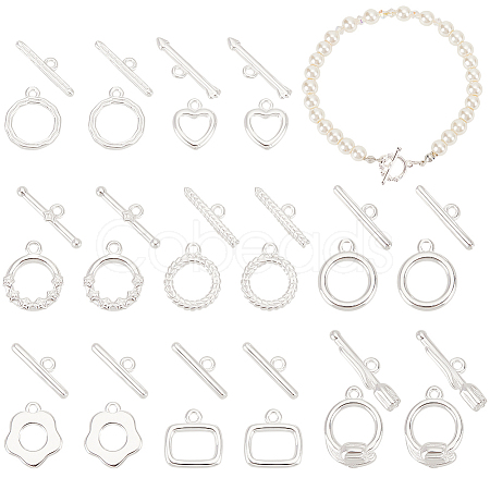 8 Styles Brass Toggle Clasps KK-PH0010-65-1