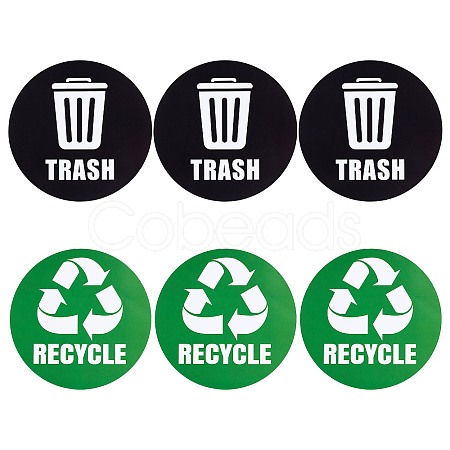 6Pcs 2 Styles PVC Garbage Recycle Trash sign stickers DIY-WH0043-40-1