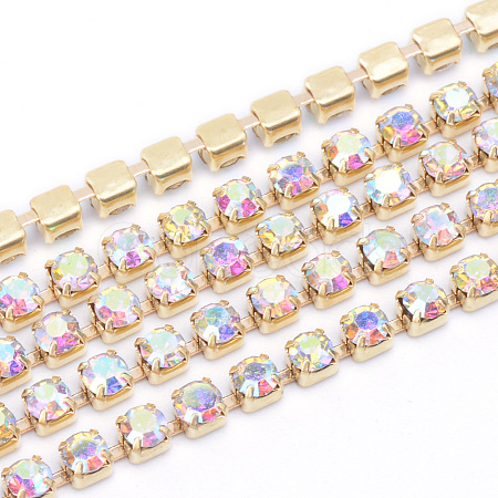 Brass Rhinestone Strass Chains CHC-T003-SS14-02C-1