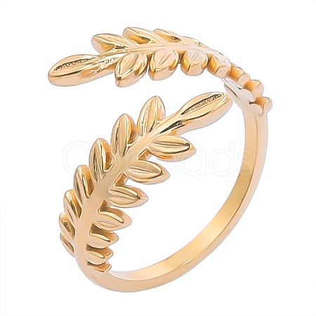 304 Stainless Steel Ear Of Wheat Open Cuff Rings for Women Men LB9093-2-1