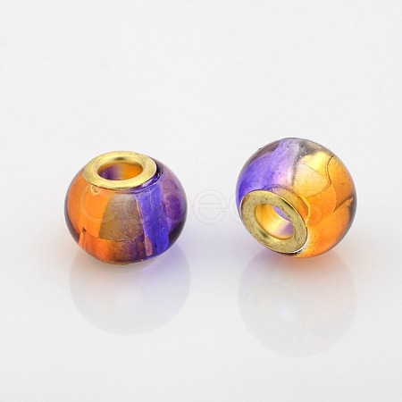 Two Tone Glass European Beads GPDL-J008-04G-1