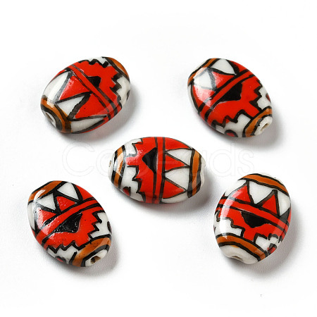 Handmade Printed Porcelain Beads PORC-F005-01E-1