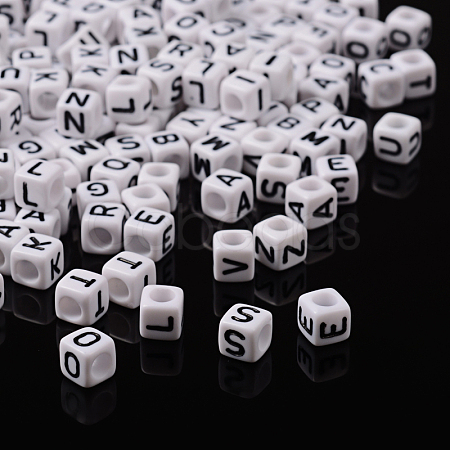 Letter Acrylic European Large Hole Beads OPDL-R050-10mm-1