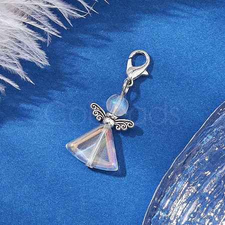 Angel Glass Pendant Decorations HJEW-JM02776-1