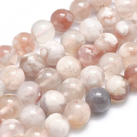 Natural Cherry Blossom Agate Beads Strands G-I206-01-10mm-1