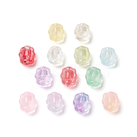 Spray Painted Transparent Glass Beads GLAA-D006-17-1