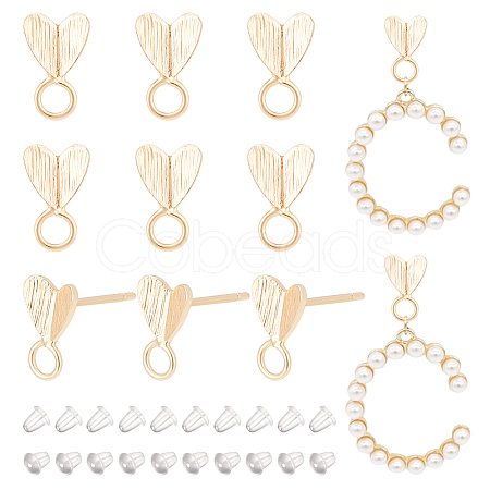 6 Pairs Brass Stud Earring Finding KK-BC0011-90-1