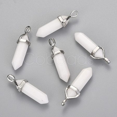 Natural White Jade Double Terminated Pointed Pendants G-F295-04H-1