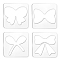 Acrylic Earring Handwork Template, Card Leather Cutting Stencils, Square, Clear, Bowknot Pattern, 152x152x4mm, 4 styles, 1pc/style, 4pcs/set