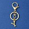 304 Stainless Steel Initial Letter Charm Keychains, with Alloy Clasp, Golden, Letter Y, 8.5cm