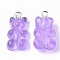 Resin Pendants, with Platinum Tone Iron Loop, Imitation Food, Bear, Orchid, 20.5~22.5x11.5x7mm, Hole: 2mm