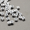 Large Hole Acrylic Letter European Beads, Horizontal Hole, White & Black, Cube with Letter.G, 6x6x6mm, Hole: 4mm