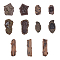 SUPERFINDINGS 1 Set Resin Imitation Wood Log Display Decorations, with 8Pcs 4 Style Resin Imitation Rock Display Decorations, Coconut Brown, 48~111x22~52x21~37mm