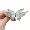 Alloy Rhinestone Hair Braaettes, Butterfly, Sky Blue, 50x95mm