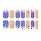 Full Wrap Gradient Nail Polish Stickers, Tartan Snowflake Leopard Print Self-Adhesive Glitter Powder Gel Nail Art Decals, for Nail Tips Decorations, Royal Blue, 24x8mm, 14pcs/sheet