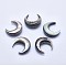 Natural Black Lip Shell Cabochons, Moon, 18~22x16~19x2~8mm