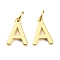 Brass Charms, with Jump Rings, Letter, Real 18K Gold Plated, Letter A, A/D: 10x7x1mm, Hole: 2.5mm