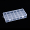 Polypropylene(PP) Bead Storage Container, 18 Compartment Organizer Boxes, with 5PCS Adjustable Dividers, Rectangle, Clear, 23x11.8x4.2cm, Compartment: 3.6x3.6x3.8cm