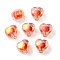 UV Plating Rainbow Iridescent Acrylic Beads, Two Tone Bead in Bead, Heart, Red, 11x11.5x8mm, Hole: 3mm