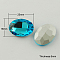 Glass Pointed Back Rhinestone, Back Plated, Faceted, Oval, Deep Sky Blue, 18x25x6mm