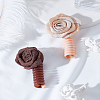 2Pcs 2 Colors TPU & Polyester & Alloy Rose Flower Braided Phone Cord Hair Ties OHAR-LP0002-11-3