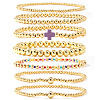 7Pcs Brass Round Beaded Bracelets for Women SB9067-10-1