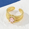 Brass Micro Pave Cubic Zirconia Open Cuff Rings for Women RJEW-U059-01G-01-2