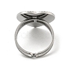 Non-Tarnish 304 Stainless Steel Open Cuff Pad Ring Cabochon Settings RJEW-K245-90P-3