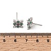 Rhombus Brass Micro Pave Cubic Zirconia Stud Earrings EJEW-L306-02P-5