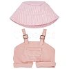 1Pc Cotton & PU Leather Suspender Trousers and 1Pc Cloth Bucket Hat for Dolls Accessories DOLL-WR0001-05A-1
