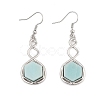 Hexagon Natural Flower Amazonite Dangle Earrings EJEW-K298-01P-13-4