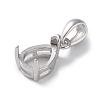 Rhodium Plated Rack Plating 925 Sterling Silver Pendants Cabochon Settings STER-NH0001-49D-P-2