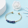 Natural Mixed Stone Beads Wrapped Cuff Bangle BJEW-JB07471-7