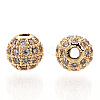 Rack Plating Brass Cubic Zirconia Beads ZIRC-S001-8mm-A-M-3