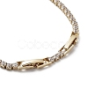 Flower Brass Link Bracelet with Clear Cubic Zirconia Tennis Chains BJEW-G690-06G-3