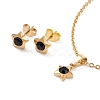 PVD Vacuum Plating Rhinestone Stud Earrings and Pendant Necklaces Sets STAS-C028-01G-6