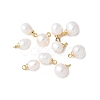 Brass with Natural Pearl Pendants KK-F892-38G-1