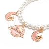 3Pcs 3 Style Shell Pearl & Glass Seed Beaded Stretch Bracelets Set BJEW-JB08705-02-8