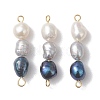 Natural Cultured Freshwater Pearl Potato Beaded Connector Charms PALLOY-JF04985-1